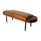 Homeroots Warm Brown Leather And Solid Wood Bench 391925 - alternate 1