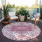 Homeroots 8' Pink Ivory And Gray Round Oriental Washable Indoor Outdoor Area Rug 600182 - alternate 6