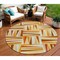 Homeroots 8' Orange Ivory And Copper Round Geometric Washable Indoor Outdoor Area Rug 598288 - alternate 1