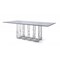 Homeroots 87" Clear And Silver Glass And Stainless Steel Pedestal Base Dining Table 487877 - alternate 1