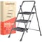 Campior Black 3-Step Foldable Stool, 500 lbs Cap., Anti-Slip Feet, Steel Frame, Space-Saving for Home and More DRIB3STPBK - alternate 1