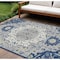 Homeroots 9' X 12' Navy Blue Ivory And Gray Oriental Washable Indoor Outdoor Area Rug 596642 - alternate 1
