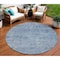 Homeroots 8' Blue And Ivory Round Abstract Washable Indoor Outdoor Area Rug 631589 - alternate 1