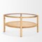 Homeroots 34" Clear and Natural Glass and Solid Wood Round Coffee Table With Shelf 602913 - alternate 9