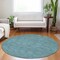 Homeroots 8' Teal Blue And Ivory Round Geometric Washable Indoor Outdoor Area Rug 602397 - alternate 7