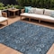 Homeroots 10' X 14' Blue And Black Floral Washable Indoor Outdoor Area Rug 564310 - alternate 1