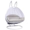 Leisuremod White Wicker Hanging 2 person Egg Swing Chair with Taupe/White Cushions ESC57WBG - alternate 1