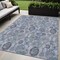 Homeroots 5' X 8' Navy Blue And Sky Blue Damask Washable Indoor Outdoor Area Rug 588143 - alternate 1