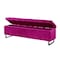 Homeroots 16" Fuchsia Upholstered Velvet Bench with Flip top 530662 - alternate 7