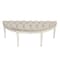 Homeroots 55in Beige and White Tufted Linen and Solid Wood Upholstered Distressed Half Circle Bench 639957 - alternate 1