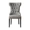 Homeroots Set of Two Tufted Light Gray and Espresso Linen Wing Back Dining Side Chairs 543543 - alternate 9