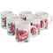 Martha Stewart 16oz Fine Ceramic Decorated Floral 6 Piece Mug Set in White and Pink 128869.01 - alternate 1