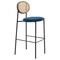 Leisuremod Euston Wicker Bar Stool with Black Steel Frame, Navy Blue EC29NBU - alternate 1