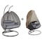 Leisuremod Wicker Hanging 2 person Egg Swing Chair With Outdoor Cover, Charcoal Blue ESC57CBU-C - alternate 6