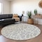 Homeroots 8' Silver And Ivory Round Geometric Washable Indoor Outdoor Area Rug 599312 - alternate 8