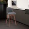 Homeroots 30" Gray and Wood Brown Faux Leather with Solid Wood Swivel Bar Height Bar Chair 534485 - alternate 9