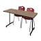 Regency Kobe T-Base Training Seminar Table W/ 2 M Stack Chairs, 66 in W, 30 in L, Noble Oak MKTRCT6630NO47BY - alternate 1