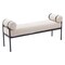 Homeroots 56in Cream and Black Fabric Upholstered Bench 668850 - alternate 4