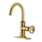 Kingston Brass One-Handle Single-Hole Bathroom Faucet with Deck Plate and Push Pop-Up Drain, Brushed Brass KSD2217RNX - alternate 1