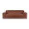 Homeroots 89" Camel Italian Leather Sofa With Silver Legs 476516 - alternate 1
