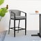Armen Living Palma Outdoor Patio Bar Stool in Aluminum and Wicker with Gray Cushions LCPFBAGR30 - alternate 7