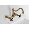 Kingston Brass Two-Handle Wall Mount Bridge Kitchen Faucet, Antique Brass KS1243PKX - alternate 6