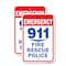 Signmission Emergency 911 Fire Rescue Police, 18'' X 24'' 2 Signs, Heavy Gauge Aluminum, 2PK A-1824-2PACK-25223 - alternate 1