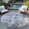 Homeroots 8' Gray Charcoal And Silver Round Floral Washable Indoor Outdoor Area Rug 582754 - alternate 6