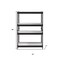 Homeroots 48" Black And Natural Metal and Wood Adjustable Four Tier Bookcase 486305 - alternate 5