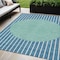 Homeroots 5' X 8' Teal Blue And Aqua Striped Washable Indoor Outdoor Area Rug 597200 - alternate 1