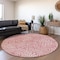 Homeroots 8' Blush And Ivory Round Abstract Washable Indoor Outdoor Area Rug 599696 - alternate 4
