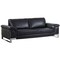 Homeroots 90" Black Italian Leather Sofa With Silver Legs 329613 - alternate 1