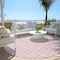 Homeroots 8' Pink And Ivory Round Geometric Washable Indoor Outdoor Area Rug 595585 - alternate 7