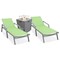 Leisuremod Marlin Grey Aluminum Patio Chaise Lounge Chair With Arms Set of 2 with Square Fire Pit Table, Green MLAGRCF21-77G2 - alternate 1