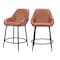 Homeroots Set of Two 25" Brown And Black Faux Leather And Steel Counter Height Bar Chairs 555710 - alternate 9