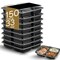 Eco Harmony Products Microwaveable Food Container, Rectangular with Lid, 3 compartments, 33oz, 150PK 804556 - alternate 1