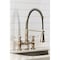 Kingston Brass Double-Handle Deck-Mount Pre-Rinse Bridge Kitchen Faucet, Antique Brass GS1273BPL - alternate 5