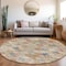 Homeroots 8' Terra Cotta Beige And Teal Blue Round Geometric Washable Indoor Outdoor Area Rug 603283 - alternate 8