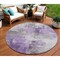 Homeroots 8' Purple Eggplant And Ivory Round Abstract Washable Indoor Outdoor Area Rug 616840 - alternate 1