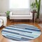 Homeroots 8' Blue Gray And Ivory Round Striped Washable Indoor Outdoor Area Rug 613262 - alternate 6