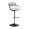 Armen Living Nash Adjustable Black Wood Bar Stool in Light Gray Fabric with Black Metal LCNABABLKLTGRY - alternate 1