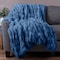 Lavish Home Oversized Faux Fur Blanket 60x80-Inch Ruched Polyester Fur Blanket Queen Blanket for Bed, Blue HT-THROW1-BLU - alternate 6