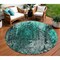 Homeroots 8' Teal Blue Aqua And Gray Round Abstract Washable Indoor Outdoor Area Rug 577249 - alternate 1