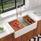 Wrightmaster 33"Apron-Front Single Bowl White Ceramic Workstation Kitchen Sink w/Cutting Board and Gold Strainer ZOR-AWS332010JTQJ - alternate 9