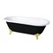 Kingston Brass 66" Cast Iron Oval Double Ended Clawfoot Tub, No Faucet Drillings, Black/White/Polished Brass VBTND663013NB2 - alternate 1