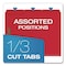Pendaflex Colored Top Tab Fastener Folder, 1/3-Cut Tab: Assorted, Exp 2", 2 Fastener, Letter, Bright Red, 25PK 15936GW - alternate 6