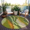 Homeroots 8' Green Beige And Copper Round Abstract Washable Indoor Outdoor Area Rug 600968 - alternate 6