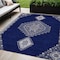 Homeroots 5' X 8' Navy Blue Gray And Brown Oriental Washable Indoor Outdoor Area Rug 598425 - alternate 1