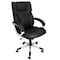 Elama High Back Adjustable Faux Leather Office Chair in Black with Silver Base ELM-F-014 - alternate 1