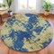 Homeroots 8' Navy Blue And Beige Round Abstract Washable Indoor Outdoor Area Rug 630695 - alternate 1